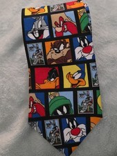 Vintage Looney Tunes Stamp Collection Cartoon 90s Made In USA Tie