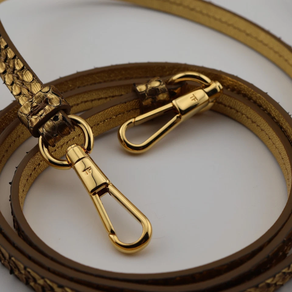 Bolso sin asas Tom Ford Gold Alix de cuero pitón candado clochette Foto 3 de 4