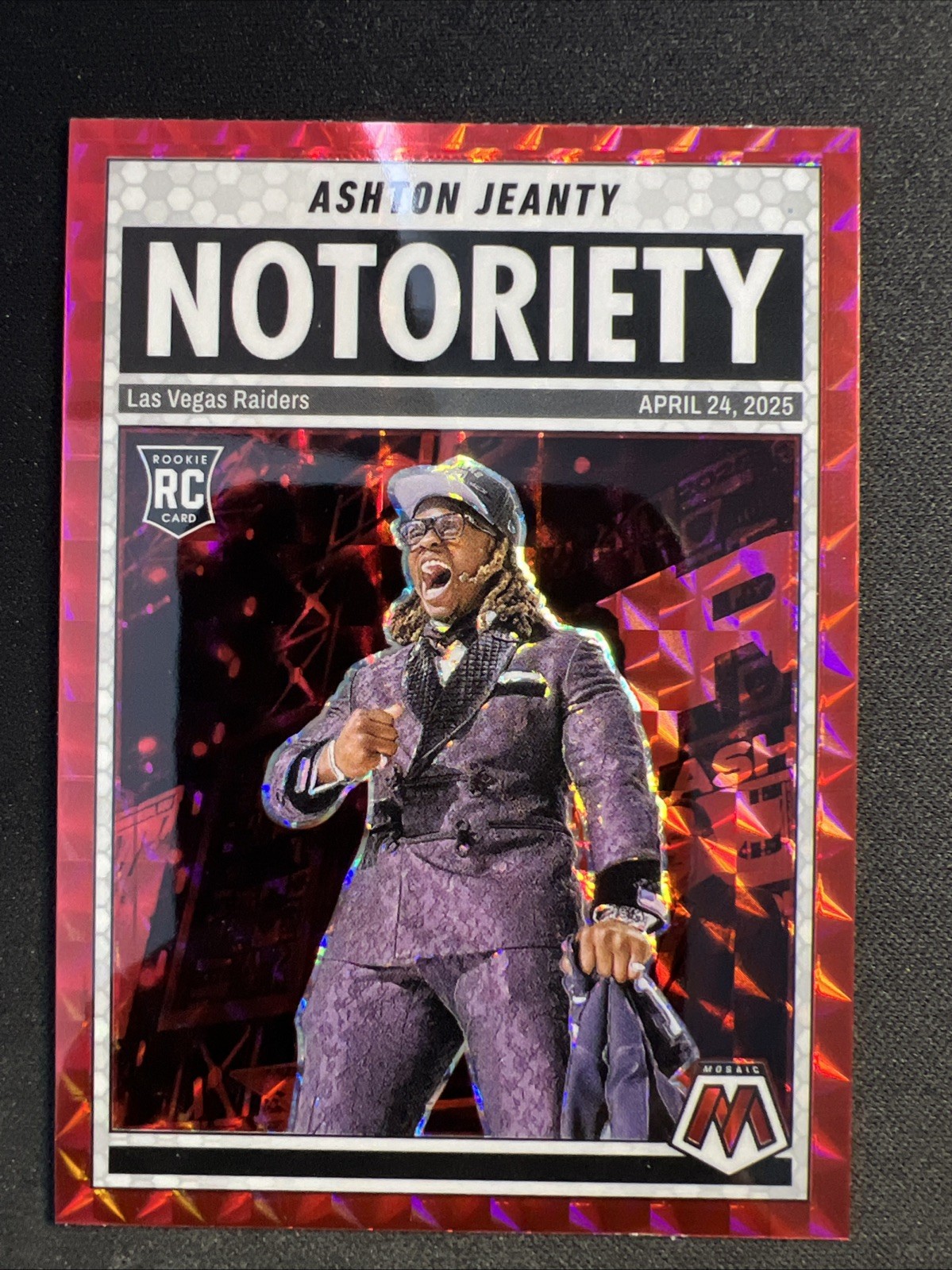 2025 Panini Mosaic - Notoriety Ashton Jeanty #18 Red Mosaic Prizm (RC)