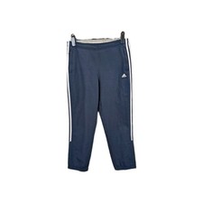 Adidas Track Pants Joggers Womens UK 12 Navy Zip Pockets 3 Stripe Drawstring