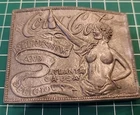 Vtg ? Coca Cola Belt Buckle Atlanta Georgia Tiffany Foundry Topless Lady - mjkRR