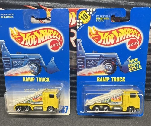 HOT WHEELS VINTAGE RAMP TRUCKS!  TOW #187 And 187 Points CARD 2 TRUCKS VARIATION