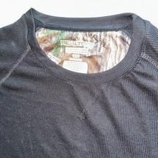 Realtree Shirt Mens 2XL Charcoal Black Waffle Knit Thermal Long Sleeve Spandex