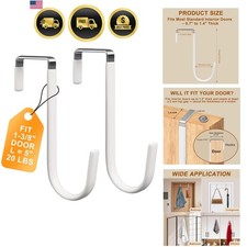 Over The Door Hooks 2 Pack Heavy Duty Door Hanger Hooks for Hanging Towels,...