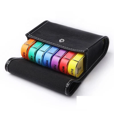 1x EWANTO Tablettenbox Pillendose im veganem Leder Etui 7 Tage 28 Fächer TB-3 - Bild 1 von 4