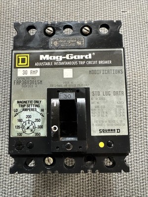 SQUARE D 30 AMP MAG-GARD CIRCUIT BREAKER 600 VAC 3 POLE FAP3603015M