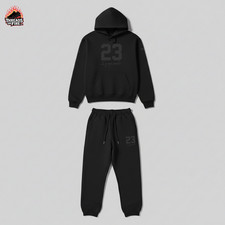 Black Sweatsuit Matching Set For Men Tracksuit Sweatshirt Sweatpants Black Out