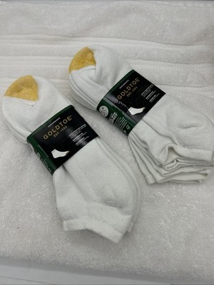 GOLDTOE Cotton Low Cut Socks 6 Pairs 2 PKG White Men's Large Shoe Size 10-13