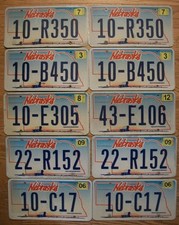LOT of 10 NEBRASKA LICENSE PLATES -2005/11 - Covered Wagon & Map Outline