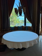 2902 Round White Tablecloth with Napkins 100 cotton 86x86 made in india