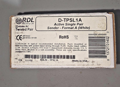 RDL Model D-TPSL1A Active Single Pair Sender Format A