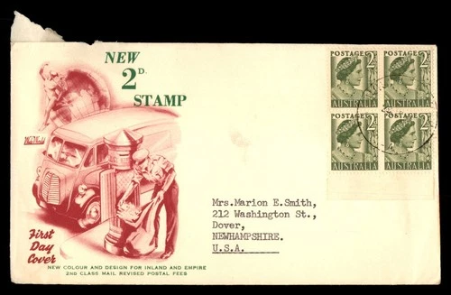 Mayfairstamps Australia FDC Queen Elizabeth II 2d Block First Day Cover aaw_3515