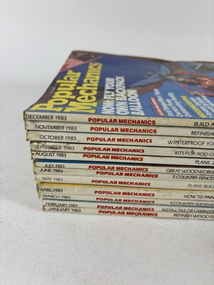 #ad Vintage Popular Mechanics Magazine 1983 COMPLETE Full Year Set Lot of 12 Books $49.95