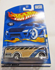 Hot Wheels #181 Surfin School Bus 2001 Blue Brown 5 Spokes