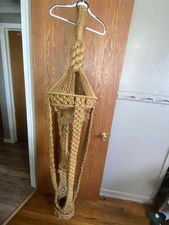 Vintage 6’ Jute Macrame Dual Plant Hanger MCM Handmade