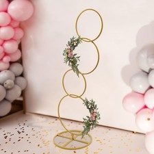 Wedding Round Hoop Backdrop Stand,Detachable 4 Tier Gold Metal Flower Arch Frame