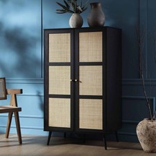 DAALS  Frances Woven Rattan Small Wardrobe Black