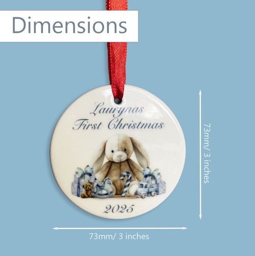 Personalised Baby First Christmas Ceramic Bauble Bunny Custom Ornament Xmas Gift - Picture 7 of 9