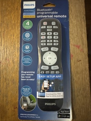 Philips 4 Device Bluetooth Universal Programmable Backlit Remote Control Black