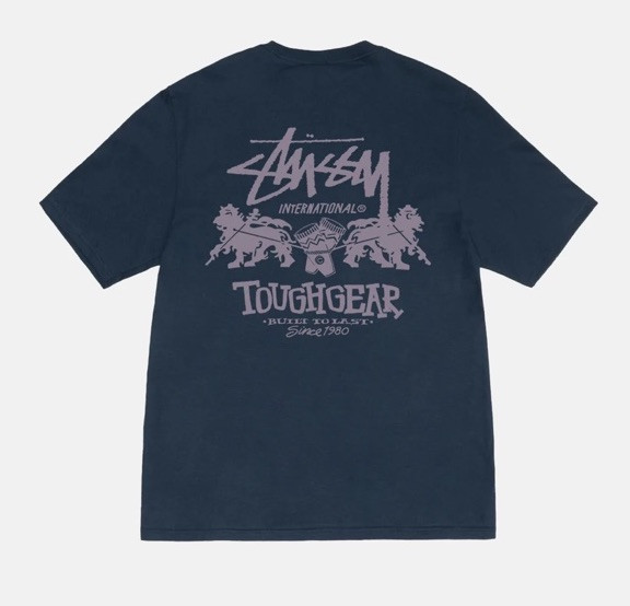 Stussy TOUGH GEAR INTERNATIONAL TEE Large New With Tags Navy