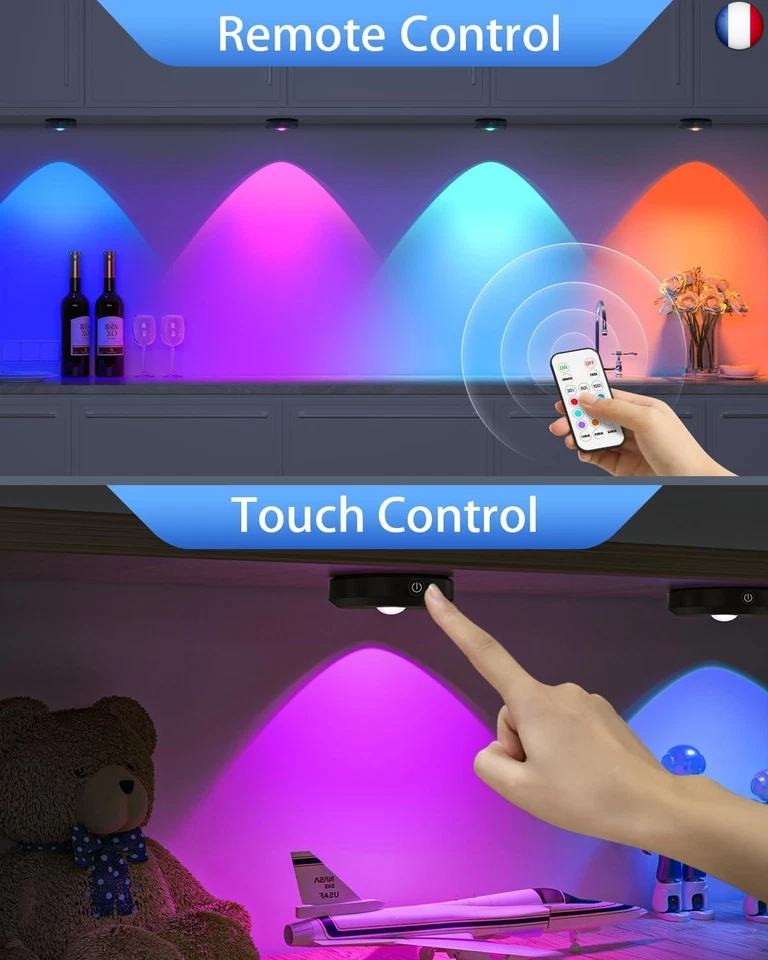 WILLED RGB Rechargeable Spot Led Sans Fil, Rgb Led Sans fil avec - Photo 4/4