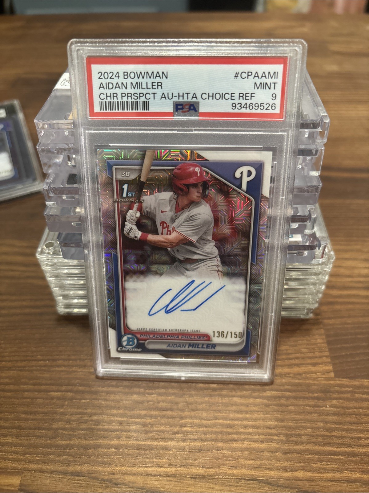 2024 Bowman Chrome Auto Aidan Miller HTA /150 PSA 9 1st Bowman Phillies
