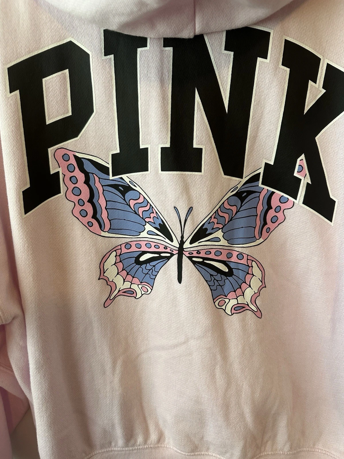 UNDERCOVER Felpa con cappuccio Victoria’s Secret rosa edera pile rosa farfalla tulipano edizione limitata M