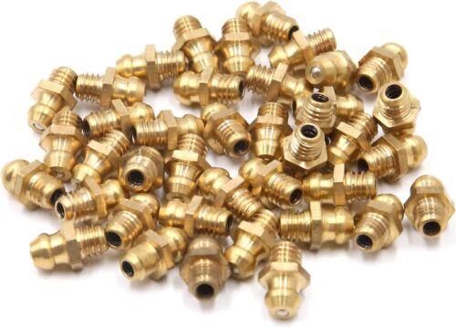 30Pcs Pack M6 x 1 Thread Brass Straight Grease Zerk Nipple Fitting for Auto Car - Picture 2 of 6