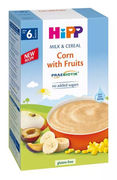 5 HIPP Corn Milk Cereal with Fruits from 6 Months Gluten Free 250g