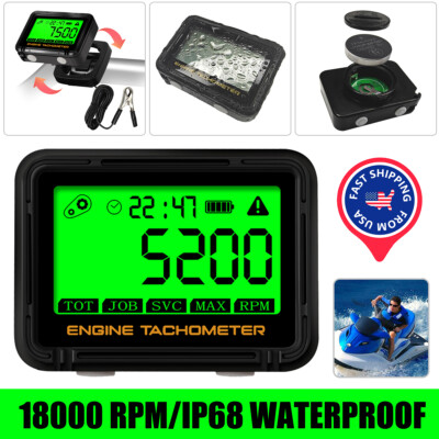 Digital LCD RPM Hour Meter Tachometer Gauge Timer Backlight Car Boat ...