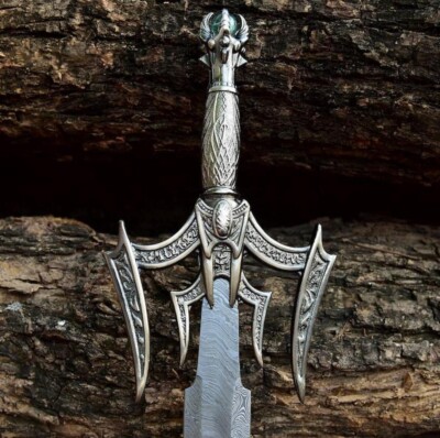 HANDMADE DAMASCUS STEEL BARBARIAN FANTASY VIKING SWORD FOLDED STEEL FULL TANG