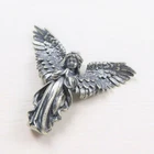 Antiqued 925 Sterling Silver Praying Angel Pendant with Open Wings Unique