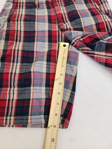 Arizona Jeans Co Boy 14 Regular Red Plaid Adjustable Waist Pockets Beltloops - Picture 3 of 10