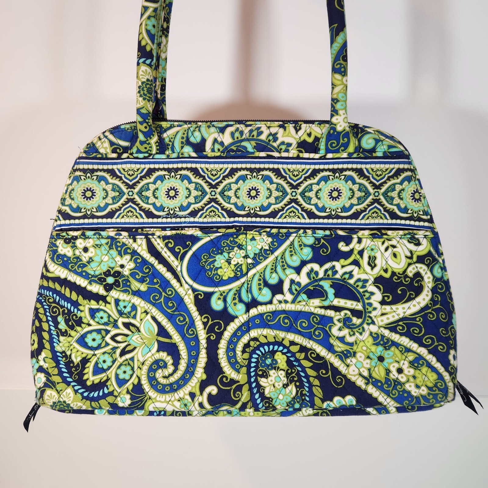 Vera Bradley Handle Purse Bag Blue & Green Paisley Large Pockets eBay