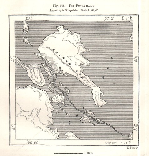 The Punkaharjun. Finland. Sketch map 1885 old antique vintage plan chart