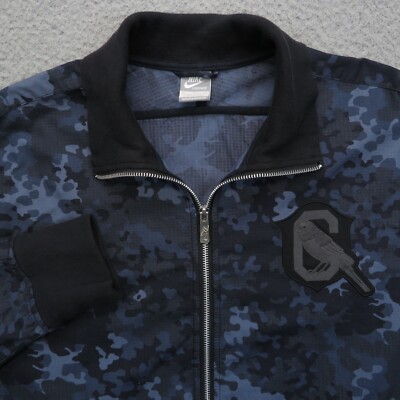 Nike Brazil Soccer Jacket Mens XL Full Zip Track Bomber Camo Blue