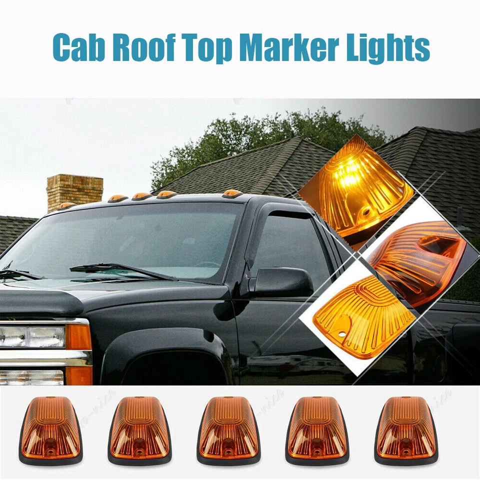 LED Cab Roof Parking Marker Clearance Lights 5 Piece Kit for Chevy GMC Truck Foto 2 de 4