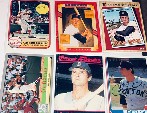 Carl Yastrzemski Lot 6 verschiedene Boston Red Sox Baseballkarten Mitglied HOF A34