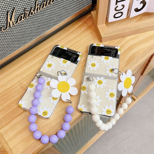 For Samsung Galaxy Z Flip 3 5g Flower Cute Smiley Chain Clear Hard Phone Case Ebay