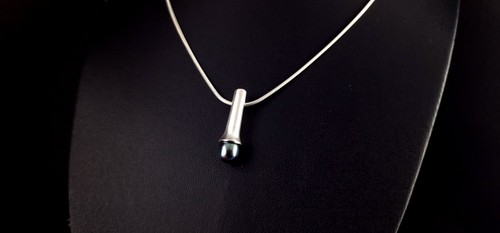 Anhänger Silber 925 Perle dunkel mattiert - elegant & außergewöhnlich - Bild 7 von 12