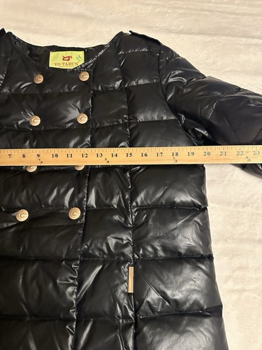 Vo-Tarun Great Charm Womens Large Long Black Down Puffer Coat Dbl Brst City Wear - Picture 21 of 23