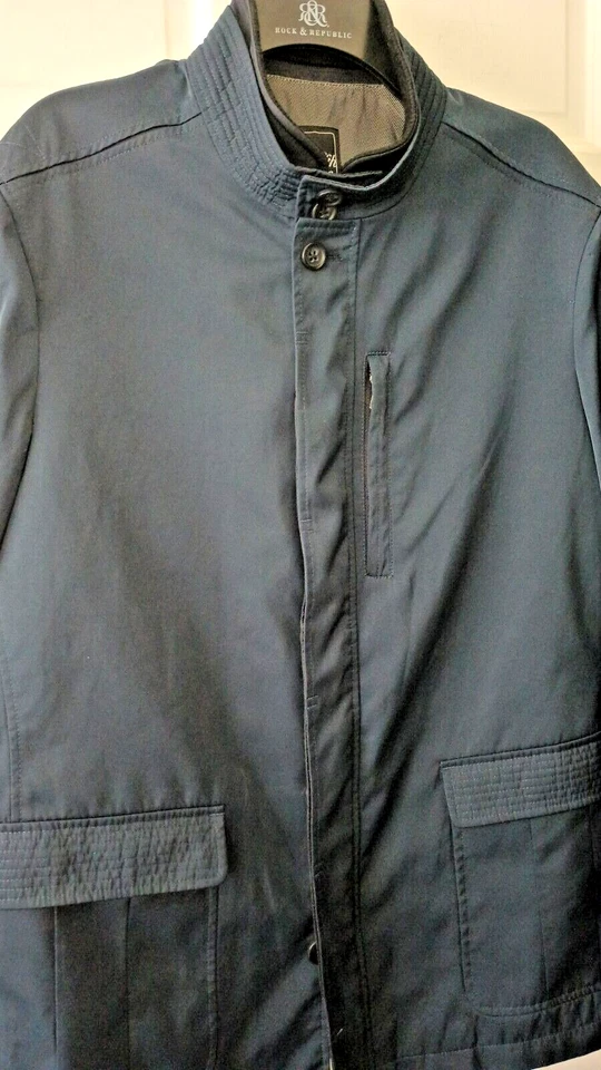 Chaqueta de Campo Saks Fifth Avenue Cremallera Tapeta Tormenta Bolsillos Grandes Azul Para Hombres Grande Foto 2 de 4
