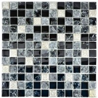 Mosaik Fliese Gebrochen Grau Schwarz Resin Glasmosaik WB92-0333 |1 Matte