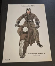 KRAFT MOTORKORPS DIV w MOTORCYCLE German Military Poster Print WW2 WWII