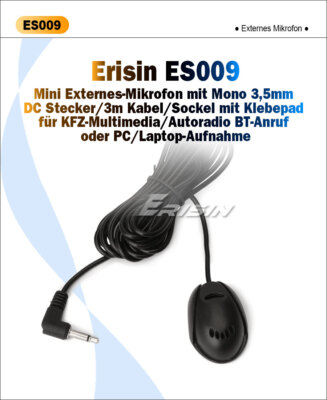 Mini Externes-Mikrofon Mono 3,5mmDC Stecker 3m Kabel für Autoradio PC Laptop