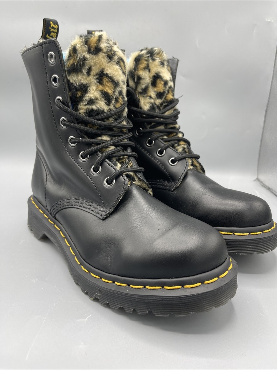 Dr Marten Docs Air Wair 1460 Serena Leo Leopard Faux Fur