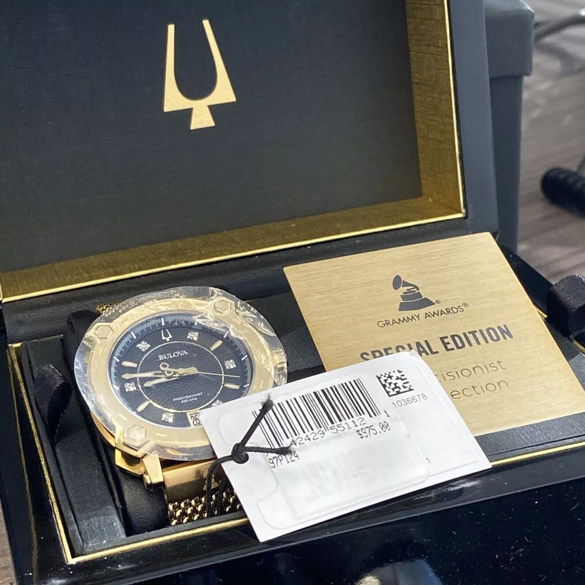 Bulova grammy matte black hotsell quartz watch