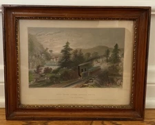 Currier And Ives Etching "Rail-Road Scene Little Falls” Bartlett & Sands Art