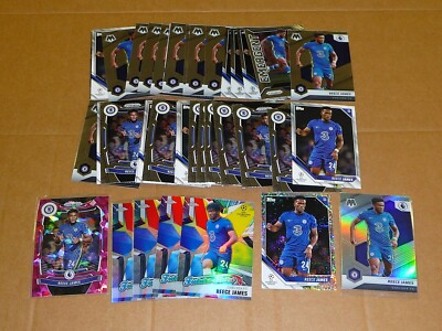REECE JAMES SOCCER LOT OF 45 PRIZM W/PINK ICE MOSAIC W/SILVER TOPPS CHROME W2290