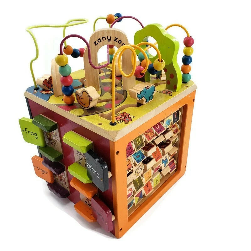 Battat Just B B You Zany Zoo Wooden Activity Cube